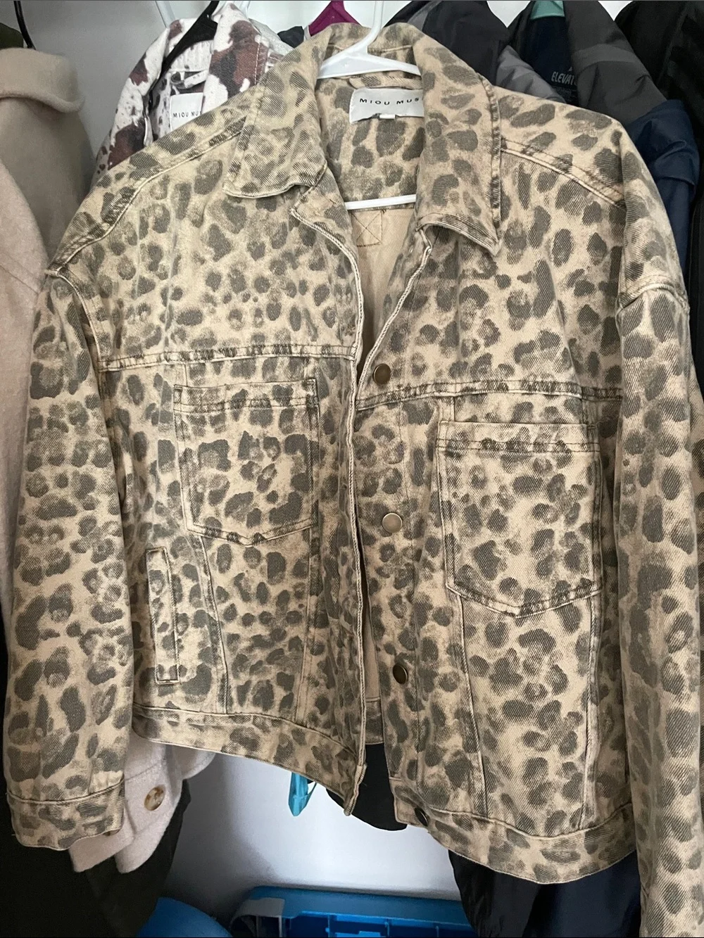 Mous MuseBeige Leopard-Print Denim Jacket - Picture 1 of 5